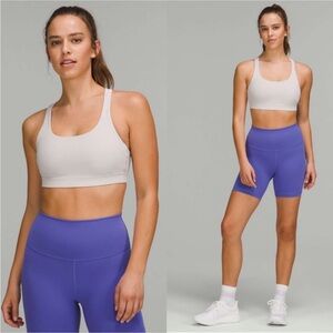 Lululemon Energy Bra Medium Support, B-D Cups Chrome / Strawberry Milkshake SZ 6